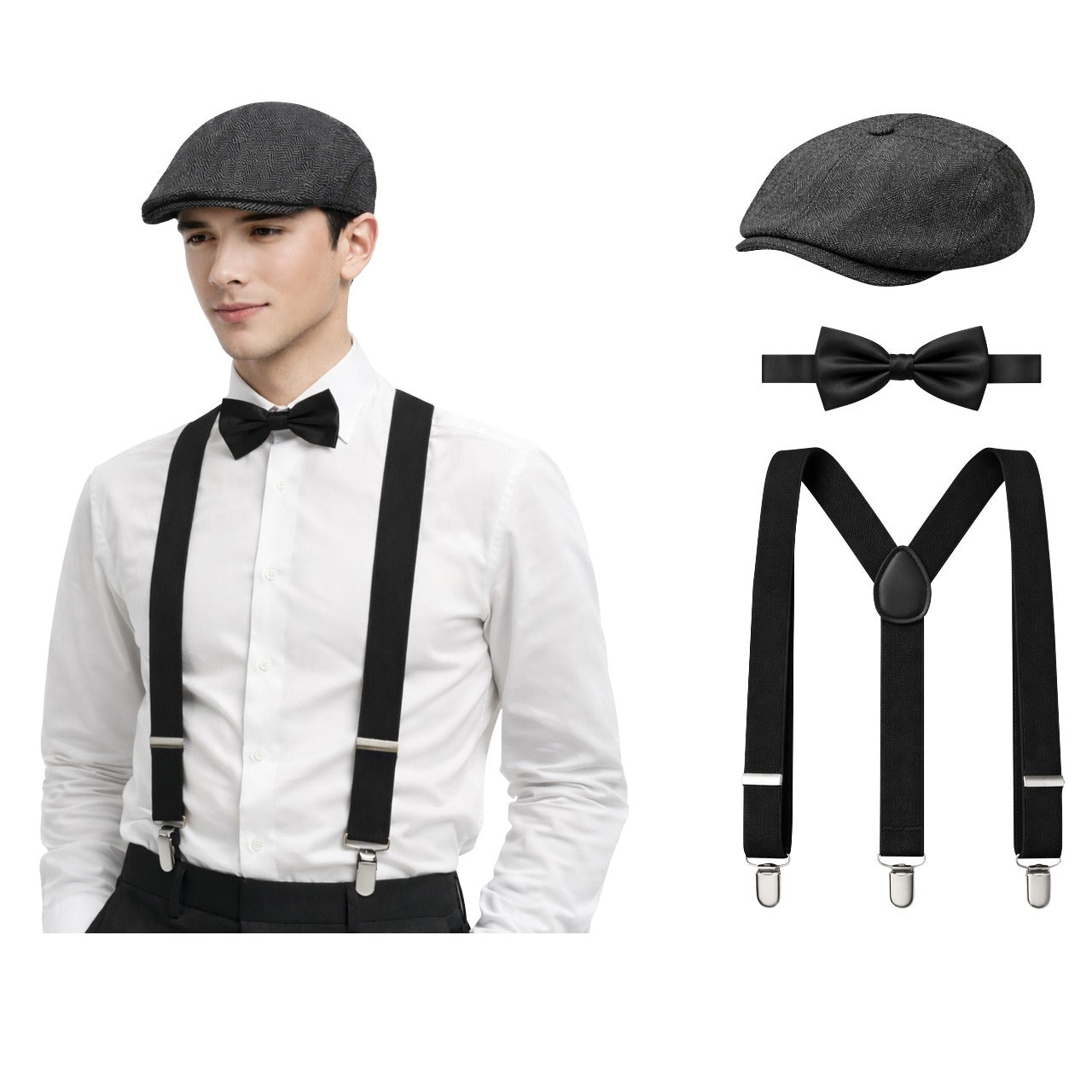 Conjunto de Gangster Inglês Preto Peaky 