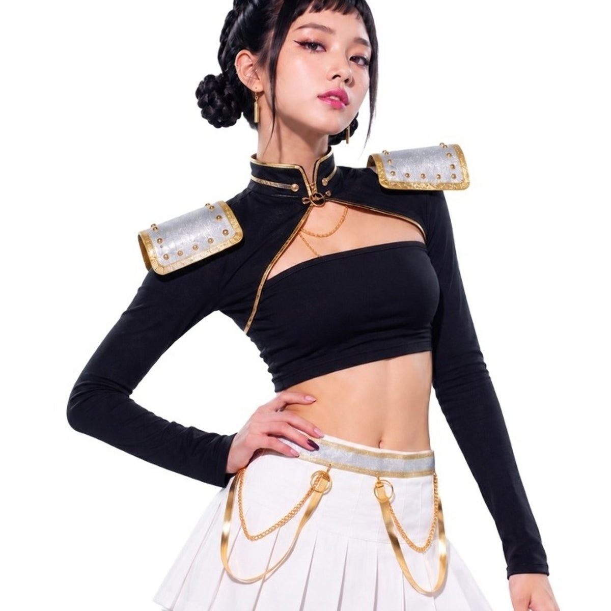 Conjunto de K-Pop Ombreiras e cinto