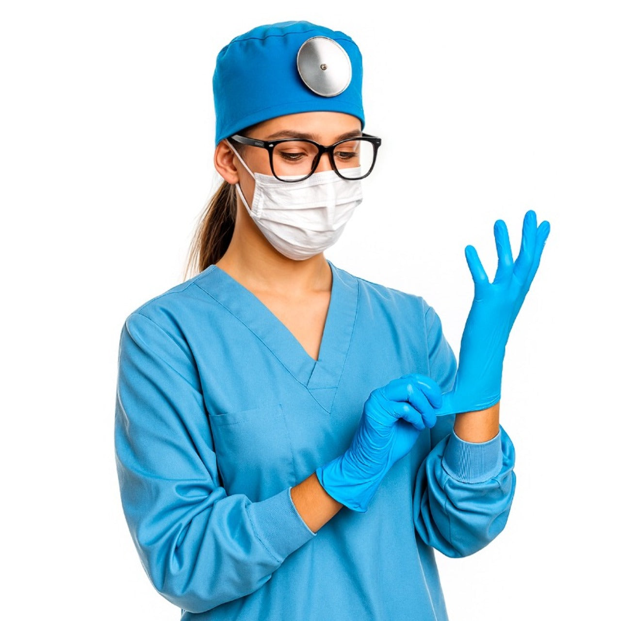 Conjunto de Médico Cirurgião Azul