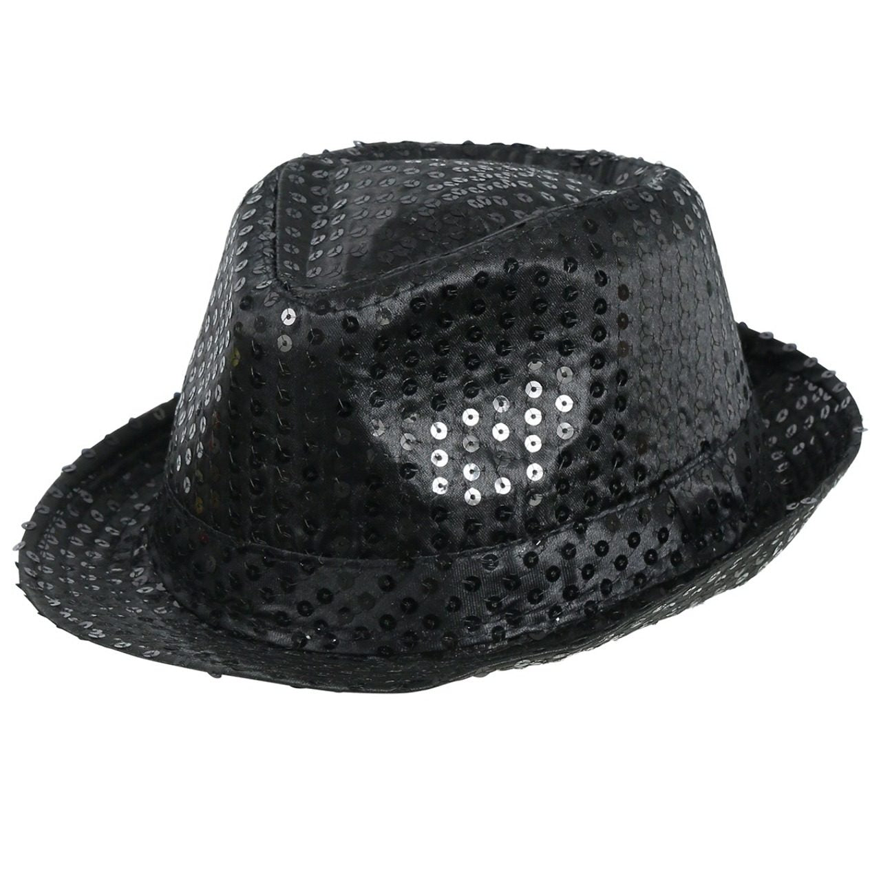 Chapéu Gangster de Lantejoulas Pretas Eco 