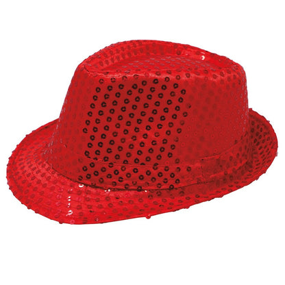 Chapéu Gangster de Lantejoulas Vermelhas Eco 