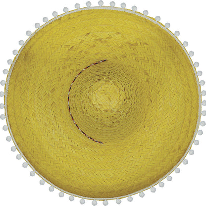 Chapéu Mexicano Amarelo com Borlas