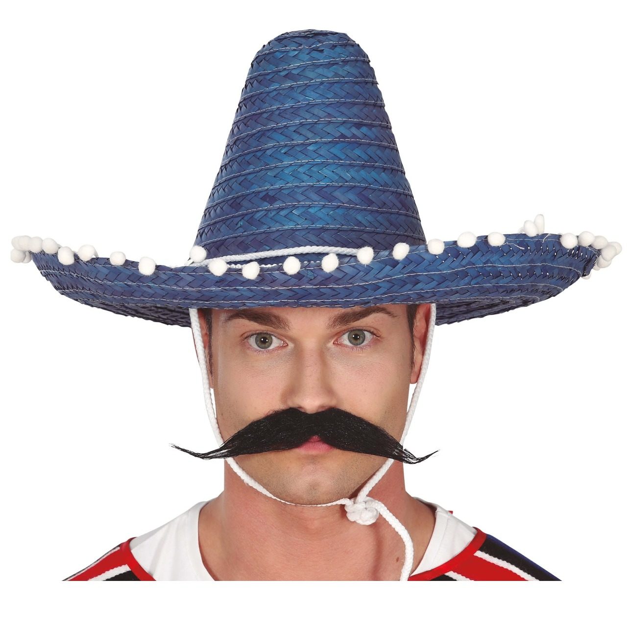 Chapéu Mexicano Azul com Borlas