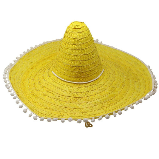 Chapéu de Palha Mexicano Amarelo Grande 