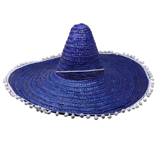 Chapéu de Palha Mexicano Azul Grande 