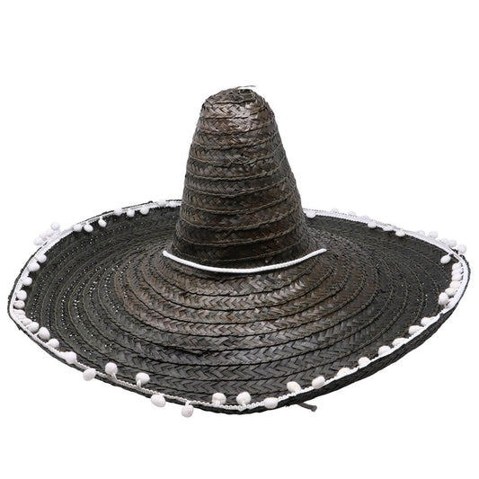 Chapéu de Palha Mexicano Preto Grande