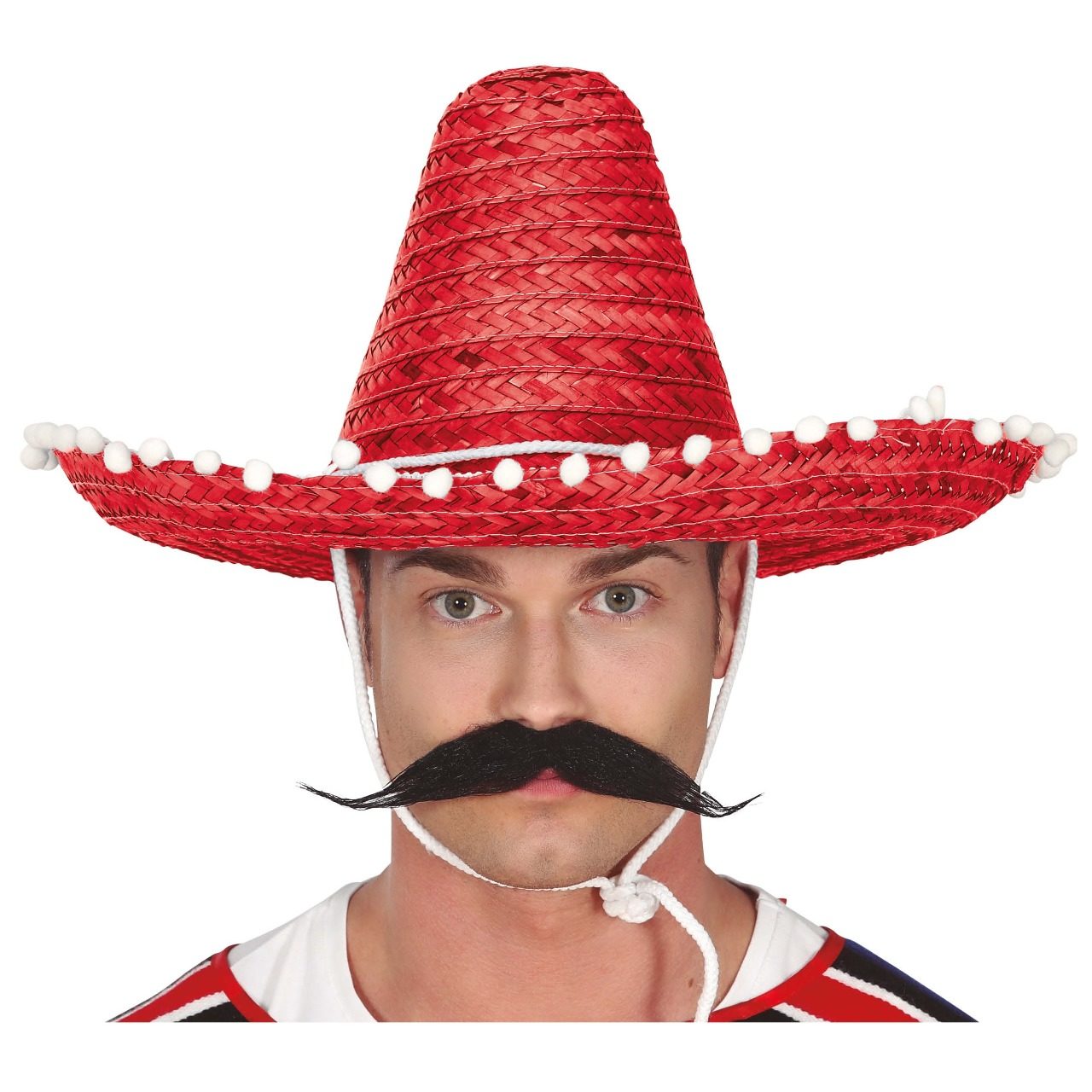 Chapéu Mexicano Vermelho com Borlas