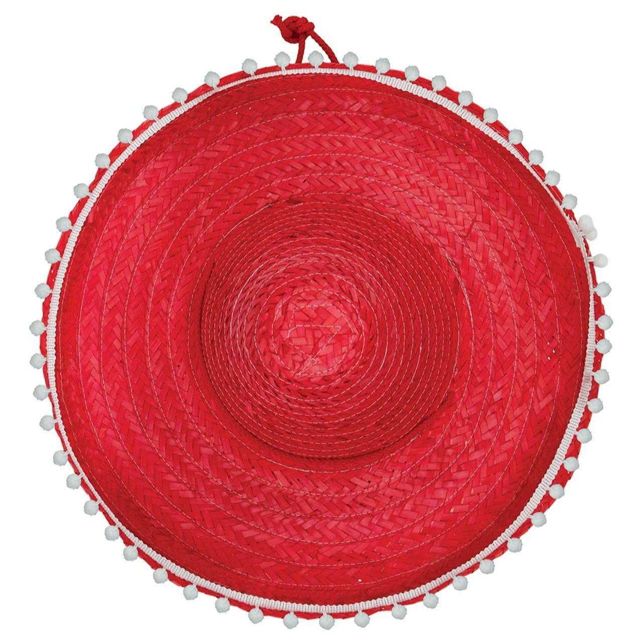 Chapéu Mexicano Vermelho com Borlas