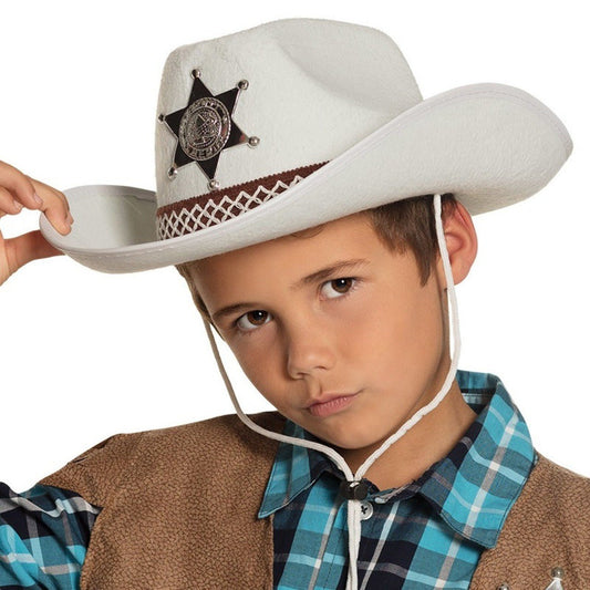 Chapéu Cowboy Xerife Branco Infantil