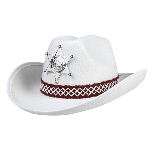 Chapéu Cowboy Xerife Branco Infantil