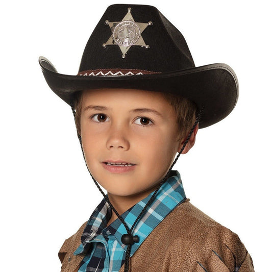 Chapéu de Cowboy Xerife Preto Infantil