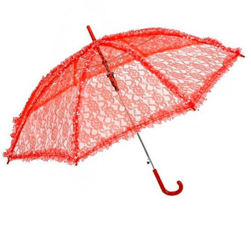 Sombrinha Vermelha de Renda 
