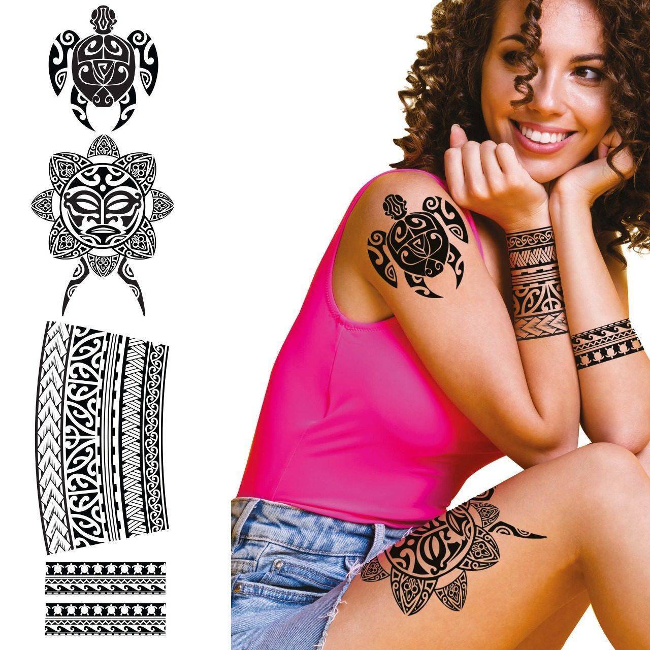 Tatuagens Negras de Tartaruga e Flores