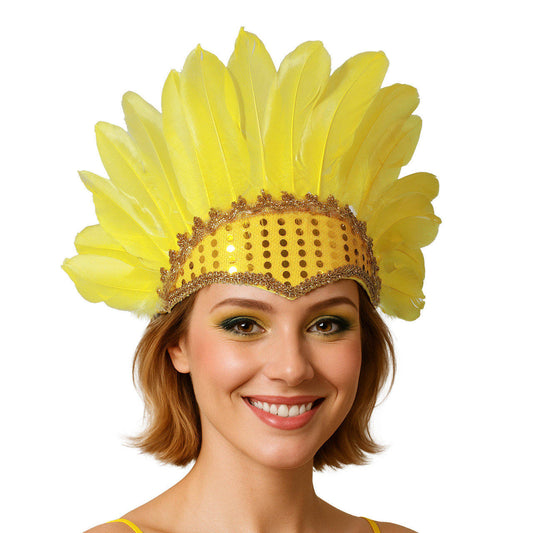 Tocado com Penas Amarelo Eco