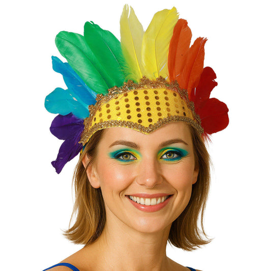 Tocado com Penas Multicolor Eco