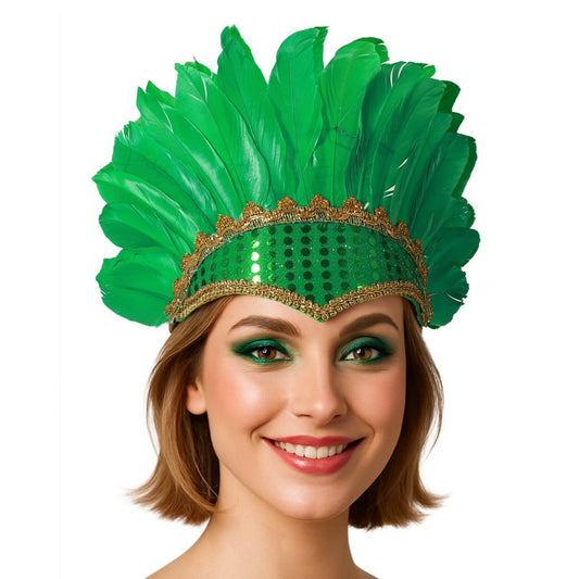 Tocado com Penas Verde Eco
