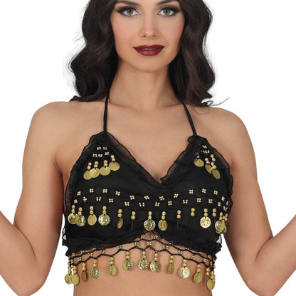 Top Dança do Ventre Preto com Moedas