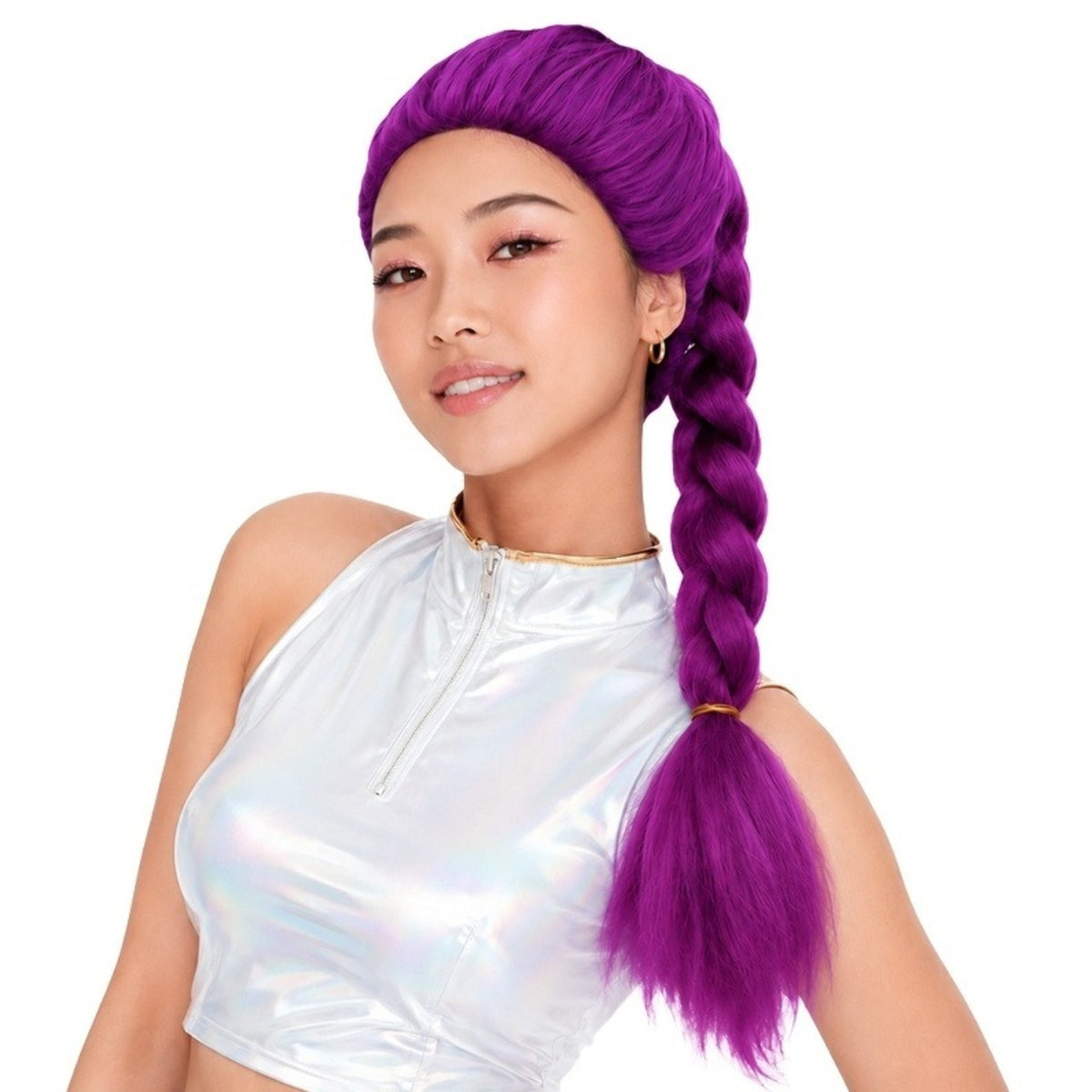 Trança de Cantora K-Pop Lilás com Elástico