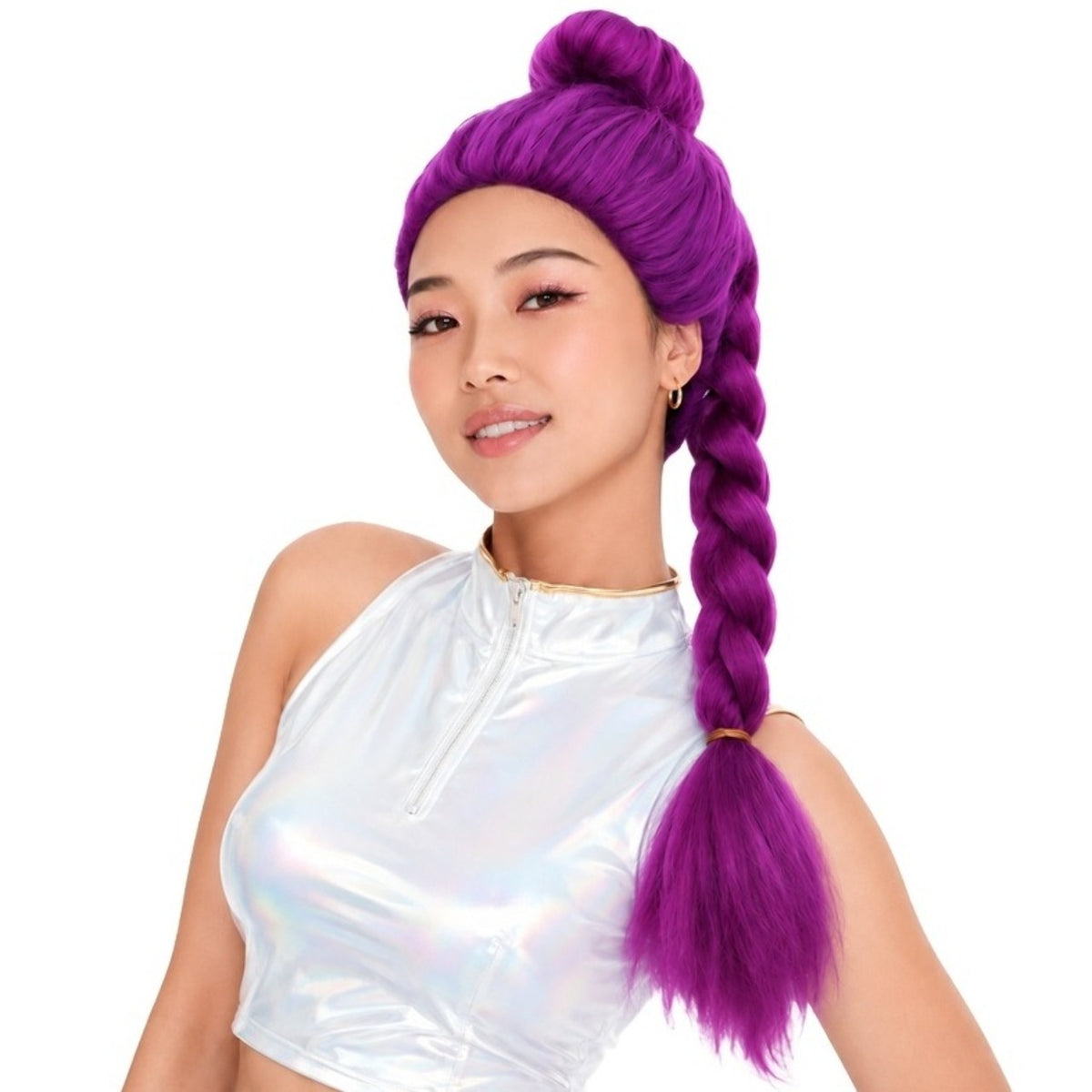 Trança de Cantora K-Pop Lilás com Pinça