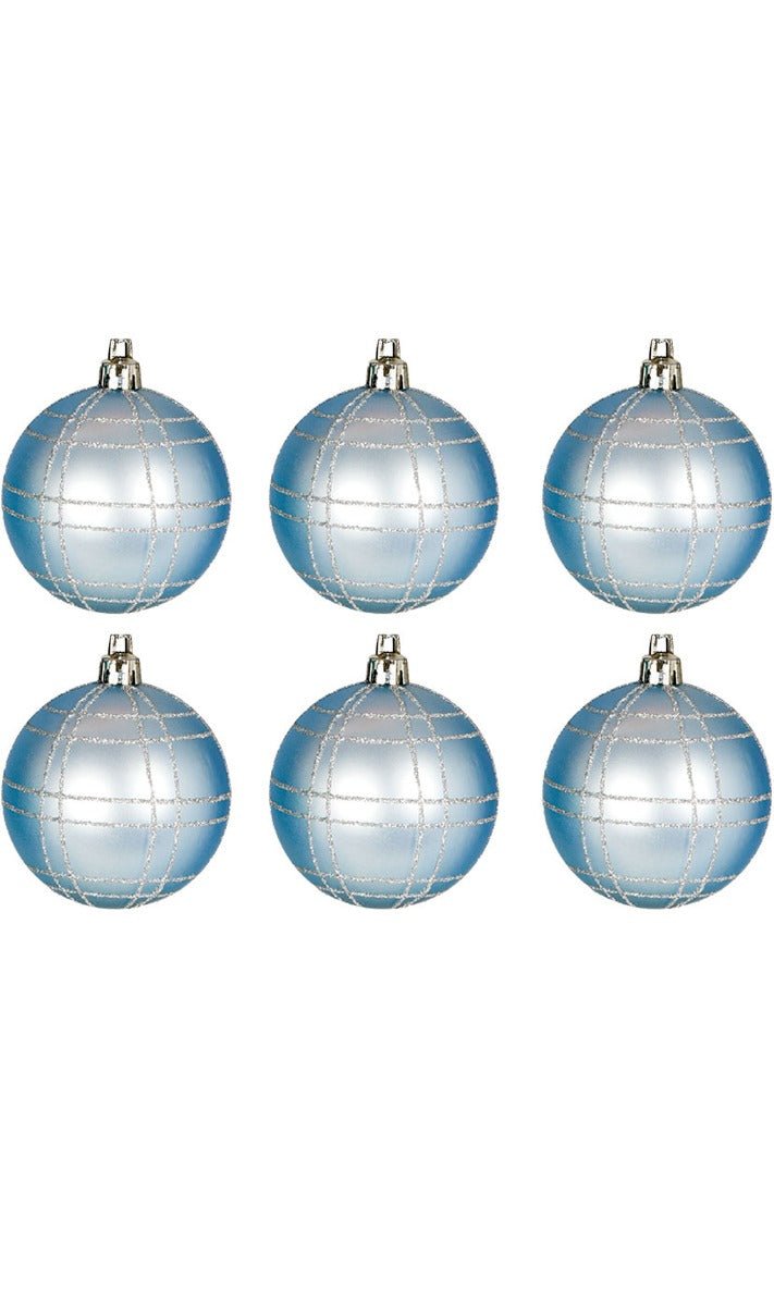 6 Bolas de Natal Azuis Decoradas