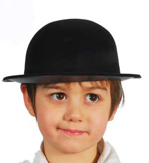 Chapéu de Coco Preto Flocado para criança