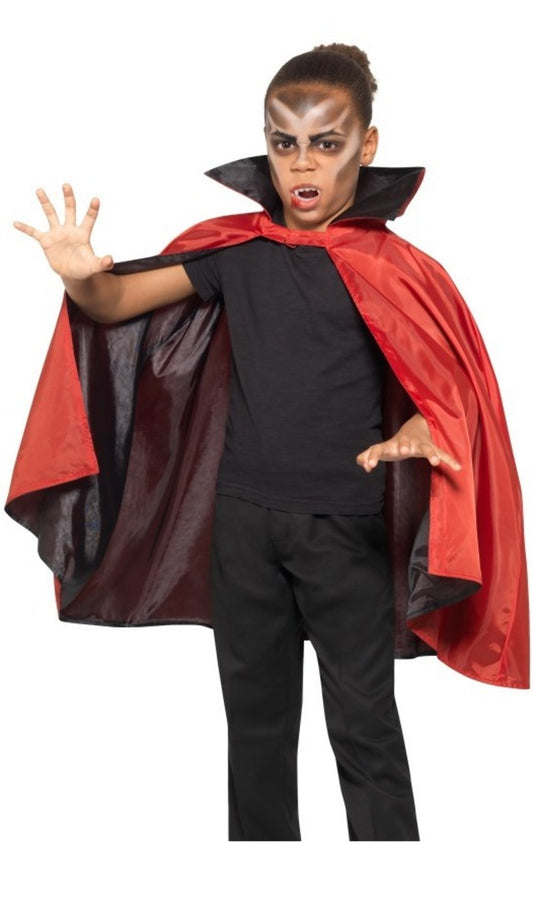 Capa Vermelha e Preta Reversível para criança