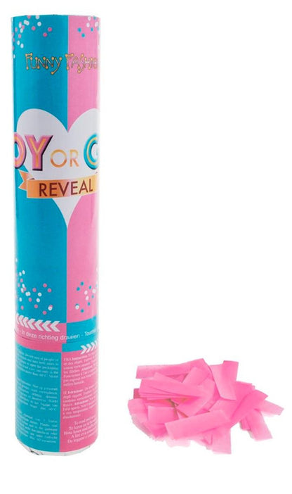 Canhão de Confete Revelação do Sexo do Bebê Rosa 20cm