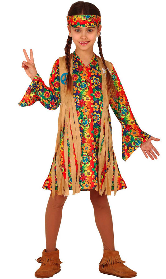 Hippie em calças de sino com flores de estilo hippie · Creative