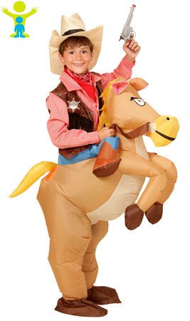 Disfraz de Vaquero con Caballo Hinchable infantil I Don Disfraz