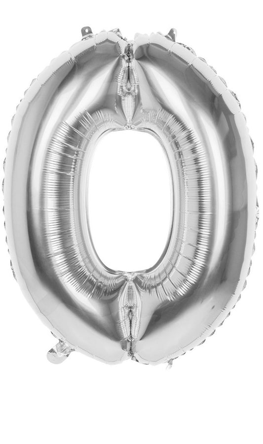 Balão Número 0 Prata 86cm