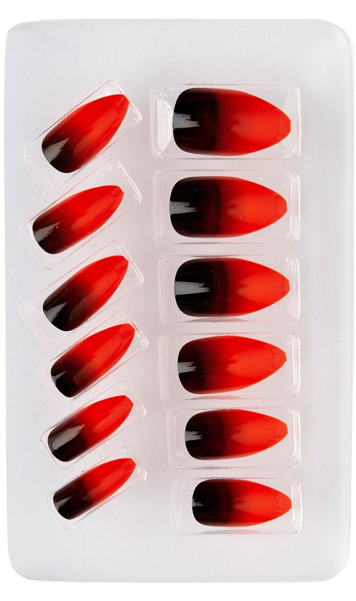 Kit de 12 Unhas Vermelho Sombreado