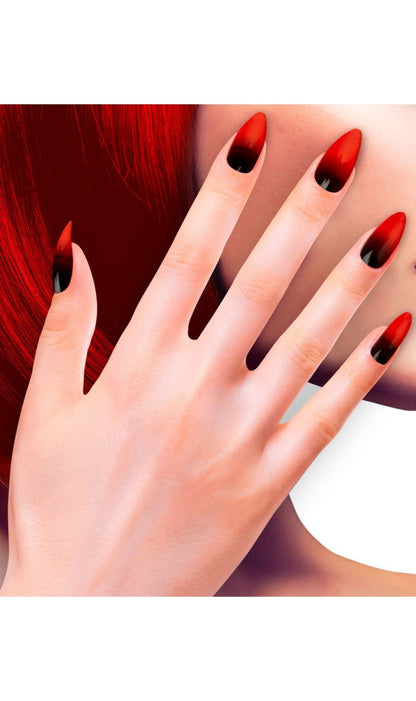 Kit de 12 Unhas Vermelho Sombreado