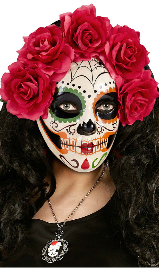 Máscara de Catrina com Flores