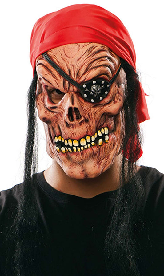 Máscara em latex de Zombie Pirata com Autocolante