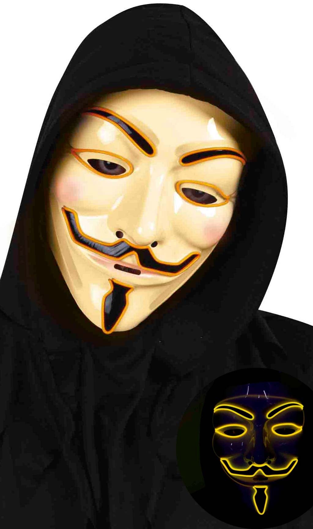 Máscara de V de Vendetta com Luz