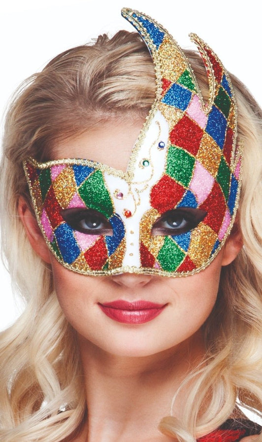 Máscara Veneziana de Palhaço Colorida