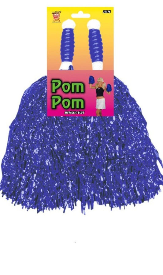 Pacote de 2 Pompons Azuis Metálicos