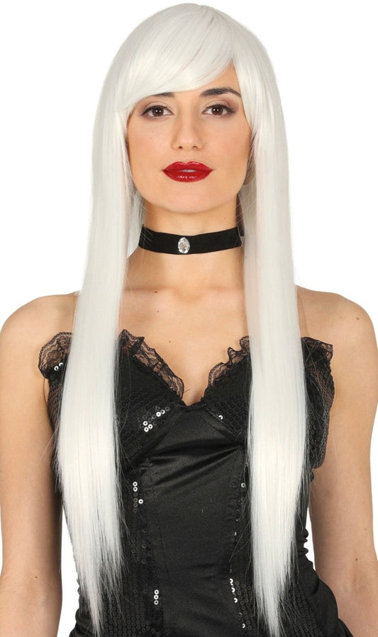 Peruca de Cabelo Comprido Branco