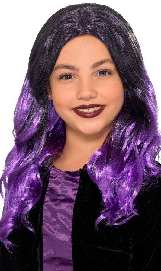 Peruca Preta e Violeta para criança