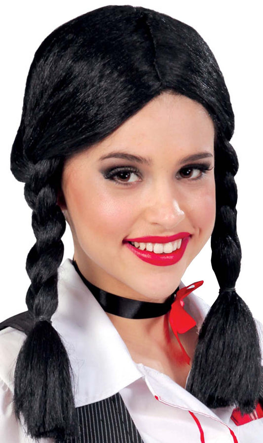 Peruca Preta com Tranças Curtas