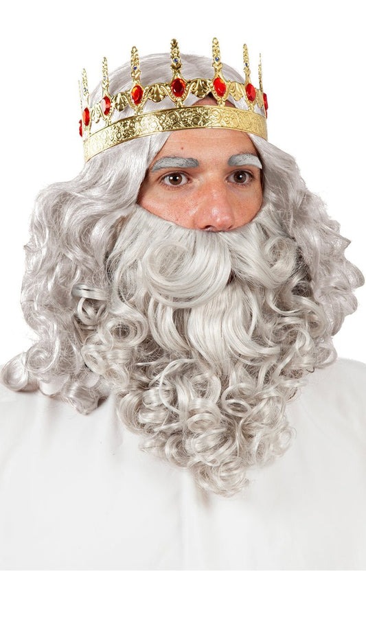 Peruca e Barba Rei Mago Delux Cinça