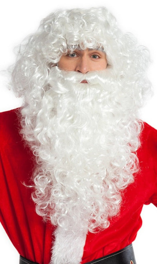 Peruca e  Barba de Pai Natal Encaracolada