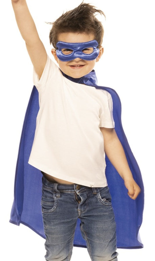 Conjunto de super-heróis azul infantil