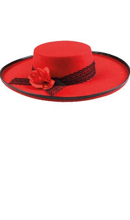 Chapéu de Espanhola com Flor Vermelha