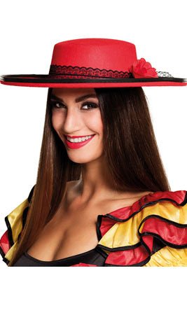 Chapéu de Espanhola com Flor Vermelha