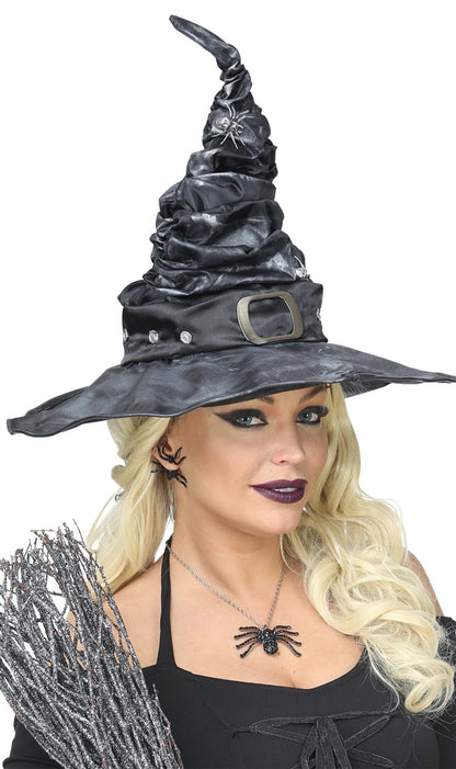 Chapéu de Bruxa com Teias de Aranha 