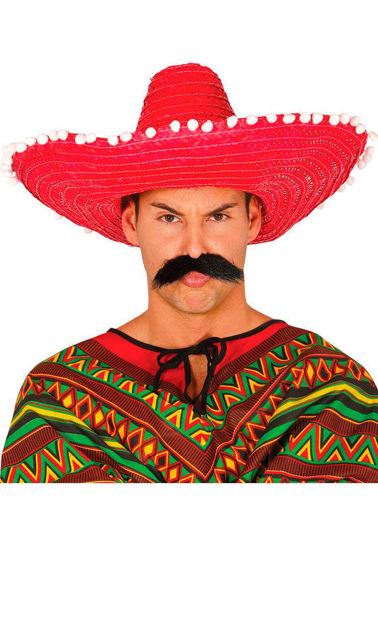 Chapéu Mexicano de Palha Vermelho