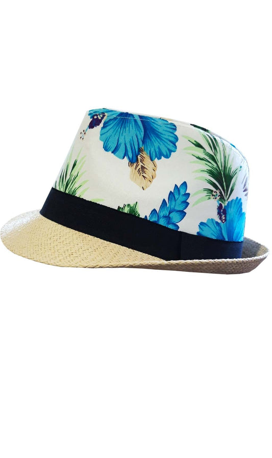 Chapéu Havaiano de Flores Azuis