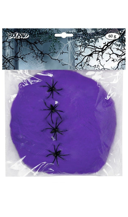 Teia de Aranha Roxa 60gr com 4 Aranhas