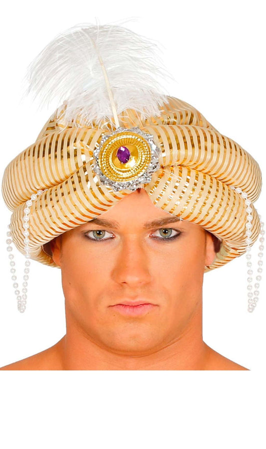 Turbante de Árabe Colorido com Pérolas